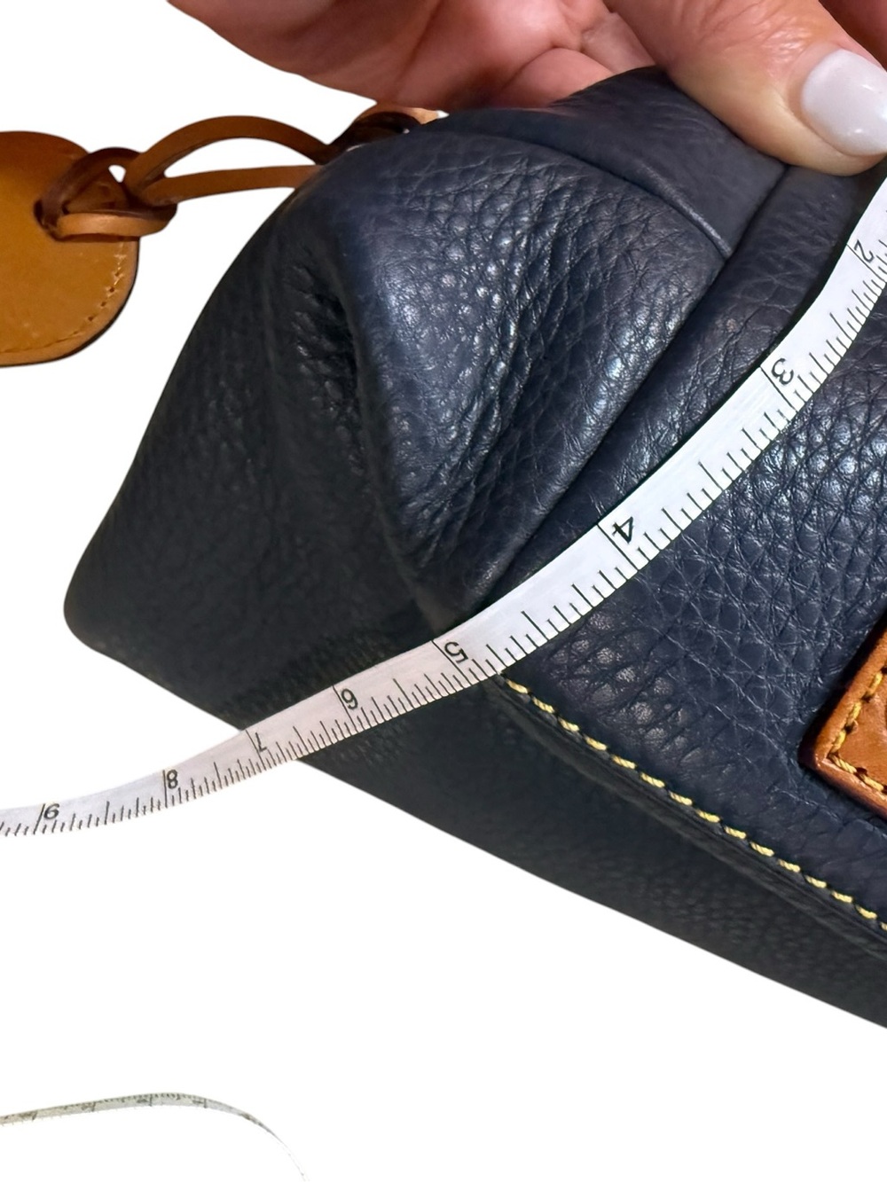 Dooney & Bourke Dillen Pebble Leather Double Pocket Convertible Shopper Navy - Picture 12 of 14